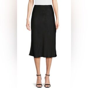 Time and Tru Slip Black Satin Midi Women's Skirt in Size Medium